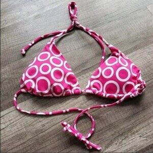 Victoria’s Secret triangle string bikini top pink and white size small